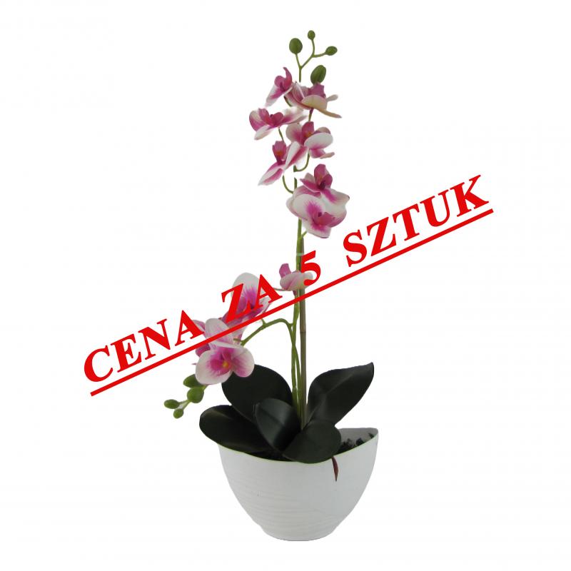 Sztuczne storczyki x2 w doniczce 55cm różowe (5 szt.)